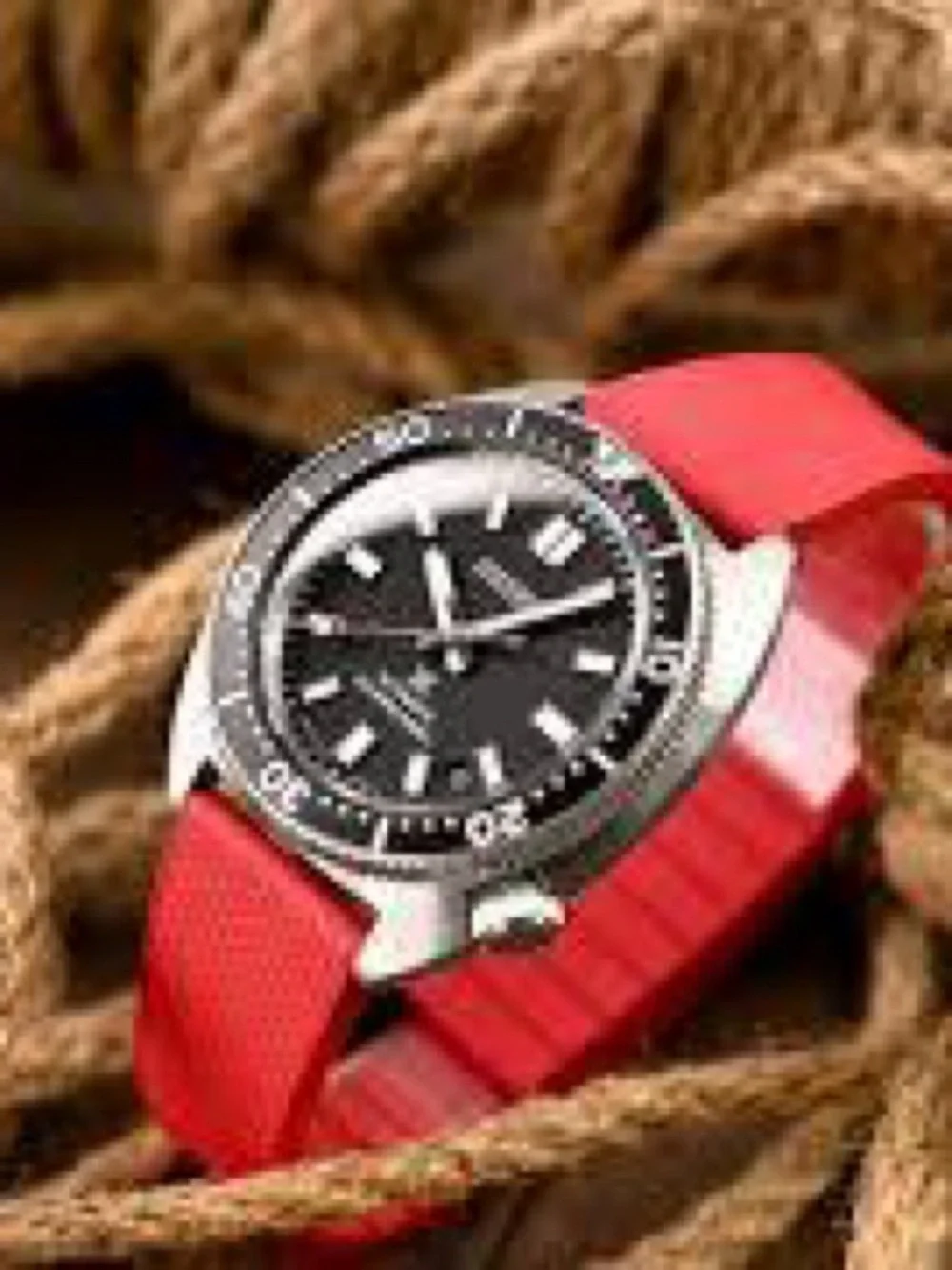 Nautica Men's Red Canvas Strap Watch with Black Dial and Silver Case